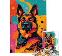 Jigsaw Puzzles1000 Pieces German Shepherd Pop Art Educational Challenge Learning Educational DIY Toys for 14+ Puzzle Game Offered (38x26cm)