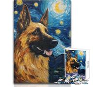 Jigsaw Puzzles1000 Pieces German Shepherd Van Gogh Difficult Challenge Impossible Game Suitable for Ages 14 And Up (size 38x52cm)