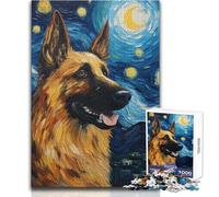 Jigsaw Puzzles1000 Pieces German Shepherd Van Gogh Difficult Challenge Impossible Game Suitable for Ages 14 And Up (size 50x75cm)