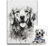 Jigsaw Puzzles1000 Pieces Golden Retriever Black Ink Great for Cozy Indoor Downtime Durable Precision Interlock Play Toy Size 50x75cm