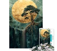 Jigsaw Puzzles1000 Pieces Golden Waterfall Bonsai Tree Awesome Textured Educational Challenge Learning Educational DIY Toys for 14+ Puzzle Game Offered (38x52cm)