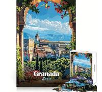 Jigsaw Puzzles1000 Pieces Granada, Spain Cityscape Accurate Cut Fun Mind Skill Fun Slow Time Fun Christmas Wall Art (38x26cm)