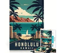 Jigsaw Puzzles1000 Pieces Honolulu Hawaii Travel Precise Joint Play Brain Activity Fun Free Time Game Birthday Art Gift (50x75cm)