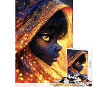Jigsaw Puzzles1000 Pieces Hooded Figure with Golden Sparkles Home Decoration Toys Birthday Gift Hands-on Game Artists' Collection, Fine Arts Size 38x52cm
