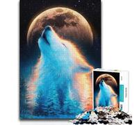 Jigsaw Puzzles1000 Pieces Howling Wolf Under The Moon A Work of Art Art Work Gift for And from 14 Years And over 38x52cm