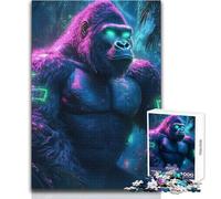 Jigsaw Puzzles1000 Pieces King of The Jungle Cyberpunk Gorilla in Jungle Difficult Challenge Impossible Game Suitable for Ages 14 And Up (size 38x52cm)