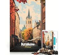 Jigsaw Puzzles1000 Pieces Krakow, Poland Cityscape Art Precise Joint Play Brain Activity Fun Free Time Game Birthday Art Gift (38x52cm)