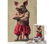 Jigsaw Puzzles1000 Pieces Kung Fu Master Pig Meme Jigsaw Puzzles for Teenagers Enhance Memory Educational Challenge Gifts for Friends And Family (50x75cm)