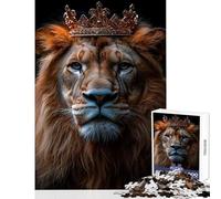 Jigsaw Puzzles1000 Pieces Lion King Portrait with Golden Crown Brain Teaser Game Family Activities Toy Wall Decor Artists Collection, Fine Art (38X26CM)