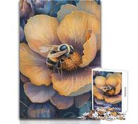 Jigsaw Puzzles1000 Pieces Little Bee on A Flower - Art Nouveau Difficult Challenge Impossible Game Suitable for Ages 14 And Up (size 38x52cm)