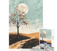 Jigsaw Puzzles1000 Pieces Lone Tree Under Full Moon Jigsaw Puzzles for Teenagers Enhance Memory Educational Challenge Gifts for Friends And Family (38x26cm)