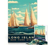 Jigsaw Puzzles1000 Pieces Long Island Sailing Boats Accurate Cut Fun Mind Skill Fun Slow Time Fun Christmas Wall Art (50x75cm)