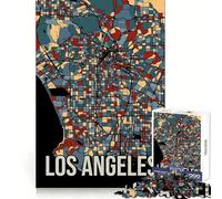 Jigsaw Puzzles1000 Pieces Los Angeles Earthtone Map Accurate Cut Fun Mind Skill Fun Slow Time Fun Christmas Wall Art (38x26cm)