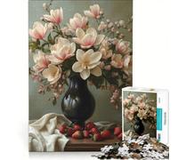 Jigsaw Puzzles1000 Pieces Magnolia Bouquet Still Life Brain Teaser Game Decompressing Intellectual Deal As Gifts for The Whole Family 50x75cm