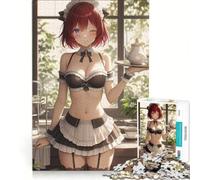 Jigsaw Puzzles1000 Pieces Maid Serving Tea Brain Teaser Game Decompressing Intellectual Deal As Gifts for The Whole Family 38x52cm