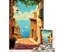 Jigsaw Puzzles1000 Pieces Mediterranean Street View Home Decoration Toys Birthday Gift Hands-on Game Artists' Collection, Fine Arts Size 50x75cm