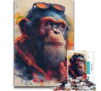 Jigsaw Puzzles1000 Pieces Monkey And The Glasses Analysis And Logic Relax Games for And from 14 Years And over 50x75cm