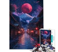 Jigsaw Puzzles1000 Pieces Moonlit Streets of Japan Jigsaw Puzzles for Teenagers Enhance Memory Educational Challenge Gifts for Friends And Family (Size 50x75cm)