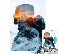 Jigsaw Puzzles1000 Pieces Mountain Man Double Exposure Fun Games Brain Intelligence Challenge Addictive Toys Gifts for Women Men But Fun And Humorous (Size 38x52cm)