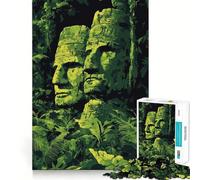 Jigsaw Puzzles1000 Pieces Mysterious Jungle Statues Fantasy Art Illustration Precise Joint Play Brain Activity Fun Free Time Game Birthday Art Gift (38x52cm)
