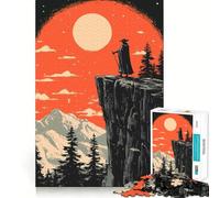Jigsaw Puzzles1000 Pieces Mysterious Lone Figure on Cliff Fantasy Art Precise Joint Play Brain Activity Fun Free Time Game Birthday Art Gift (38x52cm)