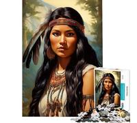Jigsaw Puzzles1000 Pieces Native American Woman Portrait Challenging To Complete Perfect Decoration Brain Teaser Game for And 14 Years And over (38x52cm)