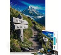 Jigsaw Puzzles1000 Pieces Never Give Up Precise Joint Play Brain Activity Fun Free Time Game Birthday Art Gift (38x52cm)