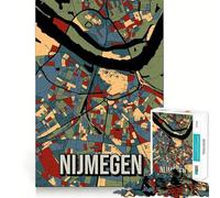Jigsaw Puzzles1000 Pieces Nijmegen Holland City Map Precise Joint Play Brain Activity Fun Free Time Game Birthday Art Gift (50x75cm)