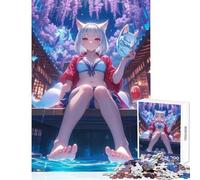 Jigsaw Puzzles1000 Pieces Nine Tailed Fox Moonlit Home Decoration Toys Secret Santa Gifts Educational Games Interesting Stress Reduction (Size 38x26cm)