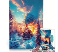 Jigsaw Puzzles1000 Pieces Old Train on The Tracks Brain Teaser Game Decompressing Intellectual Deal As Gifts for The Whole Family 38x26cm