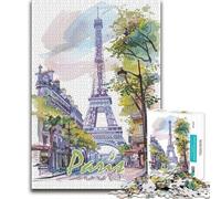 Jigsaw Puzzles1000 Pieces Paris City Watercolor A Work of Art Art Work Gift for And from 14 Years And over 38x52cm