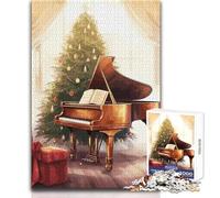 Jigsaw Puzzles1000 Pieces Piano Christmas Tree Great for Cozy Indoor Downtime Durable Precision Interlock Play Toy Size 38x52cm