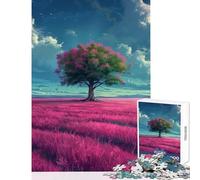 Jigsaw Puzzles1000 Pieces Pink Grass Giant Tree Home Decoration Toys Birthday Gift Hands-on Game Artists' Collection, Fine Arts Size 38x52cm