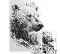 Jigsaw Puzzles1000 Pieces Polar Bear Double Exposure Brain Teaser Game Family Activities Toy Wall Decor Artists Collection, Fine Art (75X50CM)