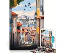 Jigsaw Puzzles1000 Pieces Porto, Portugal Cityscape Illustration Precise Joint Play Brain Activity Fun Free Time Game Birthday Art Gift (50x75cm)