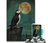 Jigsaw Puzzles1000 Pieces Puffin in The Moonlight A Work of Art Art Work Gift for And from 14 Years And over 50x75cm