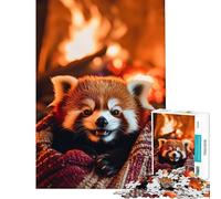 Jigsaw Puzzles1000 Pieces Red Panda by The Fire Challenging To Complete Perfect Decoration Brain Teaser Game for And 14 Years And over (50x75cm)