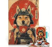 Jigsaw Puzzles1000 Pieces Samurai Dog with Tea, Brain Teaser Game, Decompressing Intellectual, Deal As Gifts for The Whole Family 38x26cm