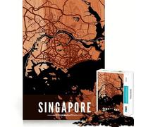Jigsaw Puzzles1000 Pieces Singapore Map Wood Style Premium Cut Play Mind Exercise Toy Peace Fun Time Birthday Fun Gift (50x75cm)