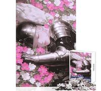 Jigsaw Puzzles1000 Pieces Sleeping Knight in Flowers Home Decoration Toys Birthday Gift Hands-on Game Artists' Collection, Fine Arts Size 38x26cm