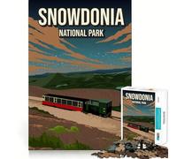 Jigsaw Puzzles1000 Pieces Snowdonia England National Park Train Poster Clean Cut Piece Cognitive Skill Toy Calm Time Fun Christmas Art Display (38x52cm)