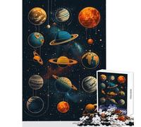 Jigsaw Puzzles1000 Pieces Solar System Diagram Brain Teaser Game Family Activities Toy Wall Decor Artists Collection, Fine Art (38X52CM)