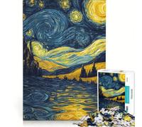 Jigsaw Puzzles1000 Pieces Starry Night Inspired Landscape Painting, Brain Teaser Game, Decompressing Intellectual, Deal As Gifts for The Whole Family 38x26cm