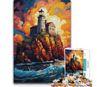 Jigsaw Puzzles1000 Pieces Starry Night Lighthouse Analysis And Logic Relax Games for And from 14 Years And over 38x52cm