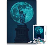 Jigsaw Puzzles1000 Pieces Statue of Liberty Moon Great for Cozy Indoor Downtime Durable Precision Interlock Play Toy Size 50x75cm