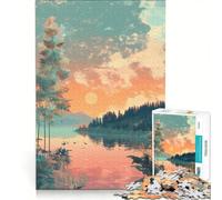 Jigsaw Puzzles1000 Pieces Sunset Lake Landscape, Brain Teaser Game, Decompressing Intellectual, Deal As Gifts for The Whole Family 50x75cm