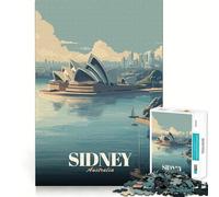 Jigsaw Puzzles1000 Pieces Sydney Opera House Travel Poster Premium Cut Play Mind Exercise Toy Peace Fun Time Birthday Fun Gift (38x52cm)