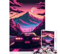 Jigsaw Puzzles1000 Pieces Synthwave Car in Motion Anti-Stress Toys Gifts for Women Men Brain Teaser Game Artists' Collection, Fine Arts Size 38x52cm