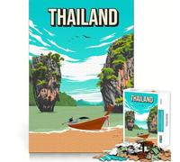 Jigsaw Puzzles1000 Pieces Thailand Asia Travel Poster Art Clean Cut Piece Cognitive Skill Toy Calm Time Fun Christmas Art Display(38x26cm)