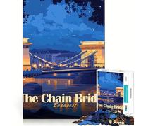 Jigsaw Puzzles1000 Pieces The Chain Bridge Budapest Illustration Premium Cut Play Mind Exercise Toy Peace Fun Time Birthday Fun Gift(38x26cm)